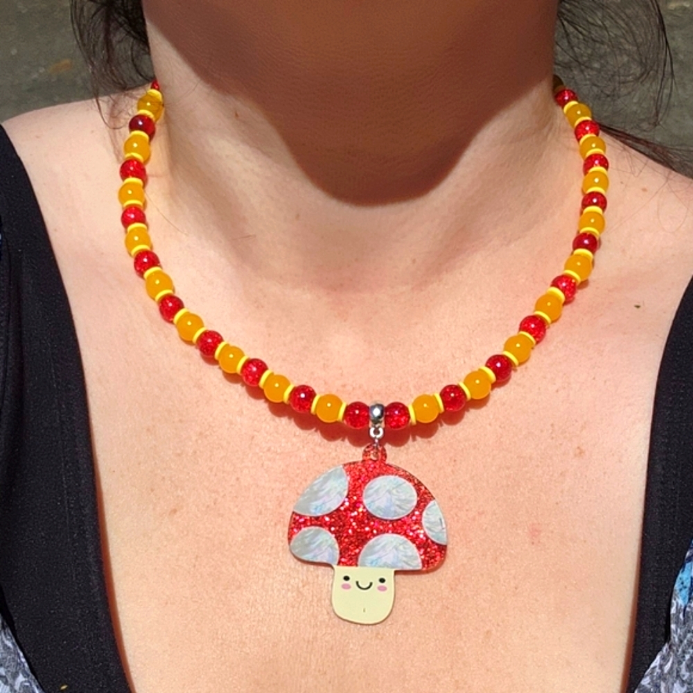🥳SALE🥳🍄 Mr. Shroom mushroom wire necklace - Picture 3 of 15